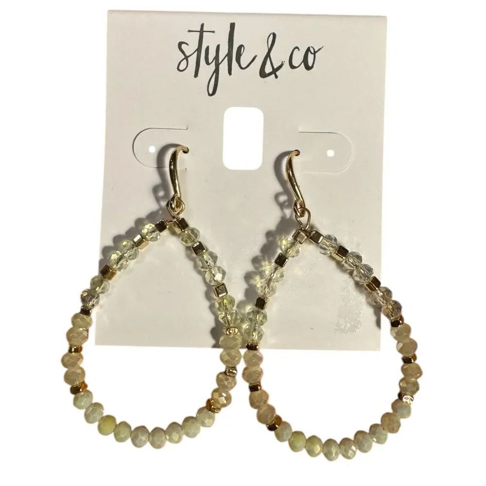 Style & Co. Gold and Cream Teardrop Earrings